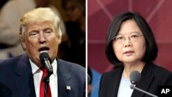 美国总统特朗普(左)、台湾总统蔡英文(右)