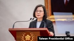 台湾总统蔡英文2022年元旦在总统府大礼堂发表新年谈话